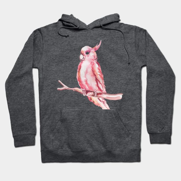 Stunning Fushia Parrot in Watercolor Hoodie by SariahCeleste